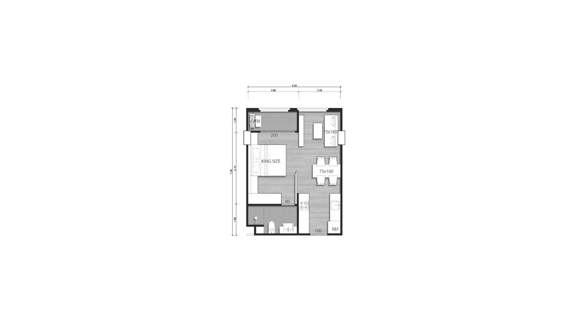 Планировка кондомониума 1 спальня в ЖК Above Element Condominium № 11021